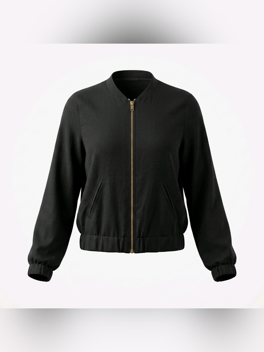 H&M SZ 4‎ Dark Green Gold Zipper Long Sleeve Lightweight Bomber Jacket